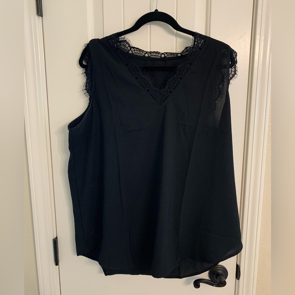 Black Silky and Lace Tank
